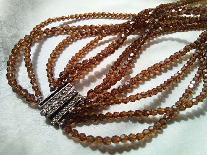 Exquisite Vintage brown Swarovski crystal Necklace