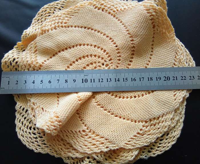 Three beautiful yellow vintage crocheted doilies