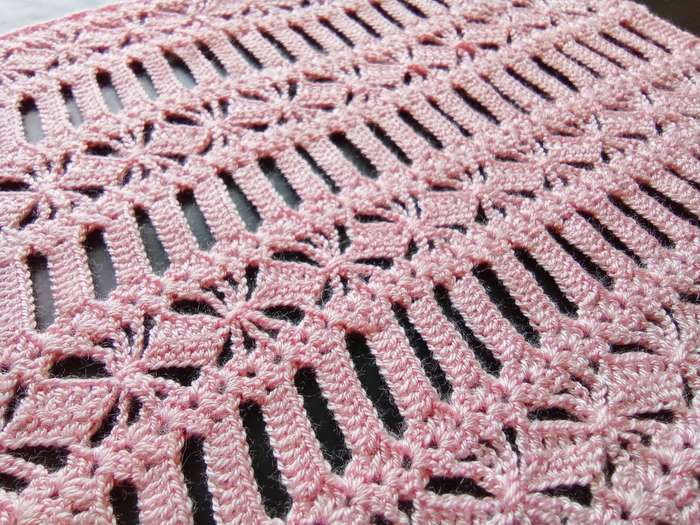 Lovely pink vintage crocheted tray cloth