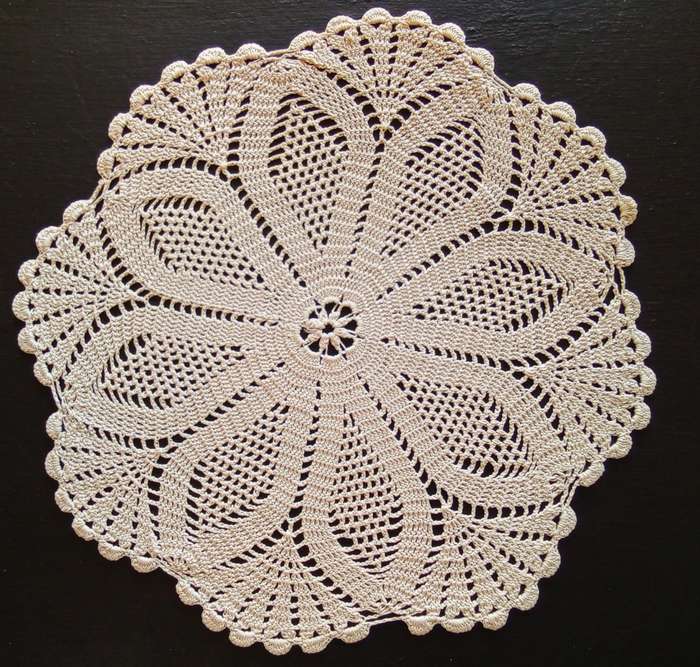 Stunning beige vintage crocheted doily