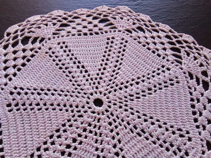 Stunning soft pink vintage crocheted doily
