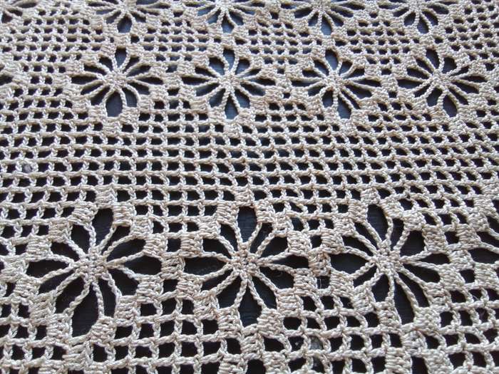 Lovely beige vintage crocheted tray cloth - 37cms