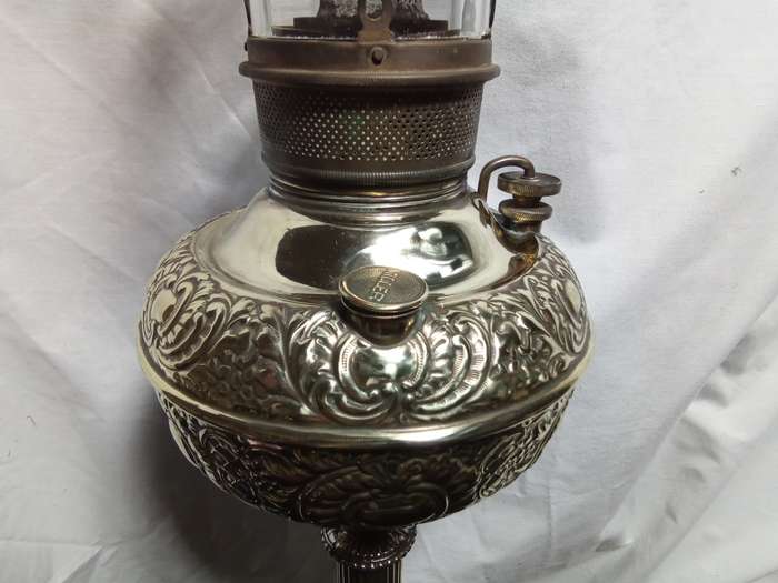 Magnificent Antique Edward Miller and Company Embossed Banquet Oil Lamp