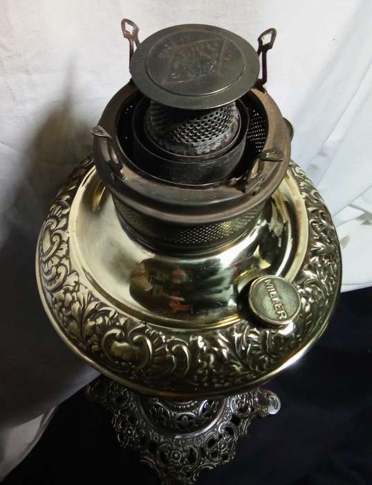 Magnificent Antique Edward Miller and Company Embossed Banquet Oil Lamp