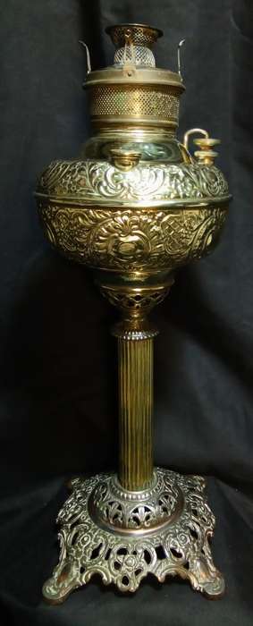 Magnificent Antique Edward Miller and Company Embossed Banquet Oil Lamp