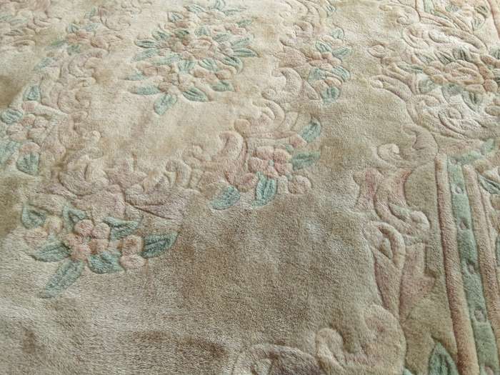 A lovely vintage (possibly antique) Chinese rug in muted colours (2.75x1.83m)