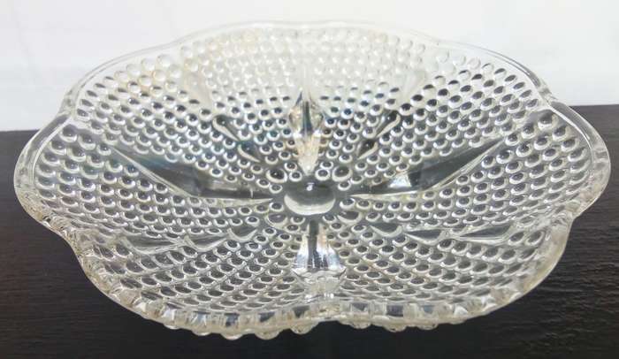 Stunning Hazel Atlas footed hobnail vintage glass bowl