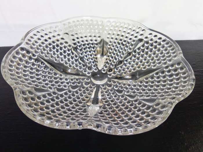 Stunning Hazel Atlas footed hobnail vintage glass bowl