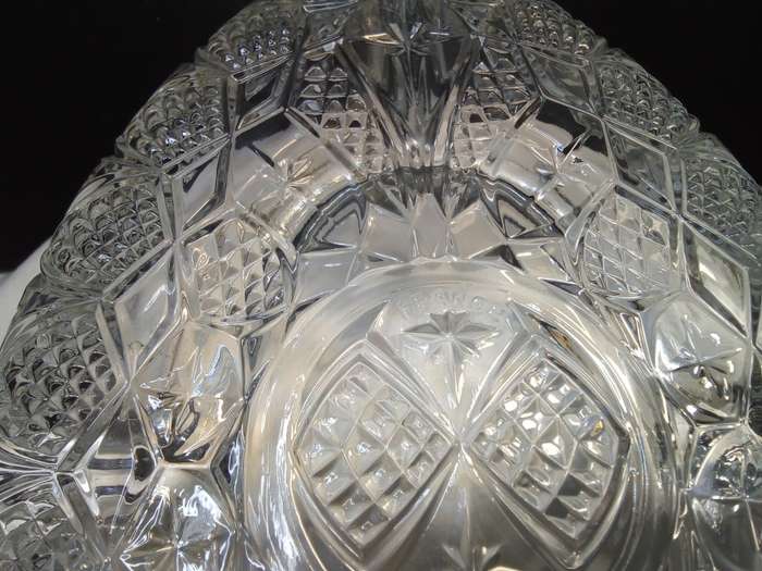 Vintage Anchor Hocking Prescut Clear Star & Fan Crystal Platter