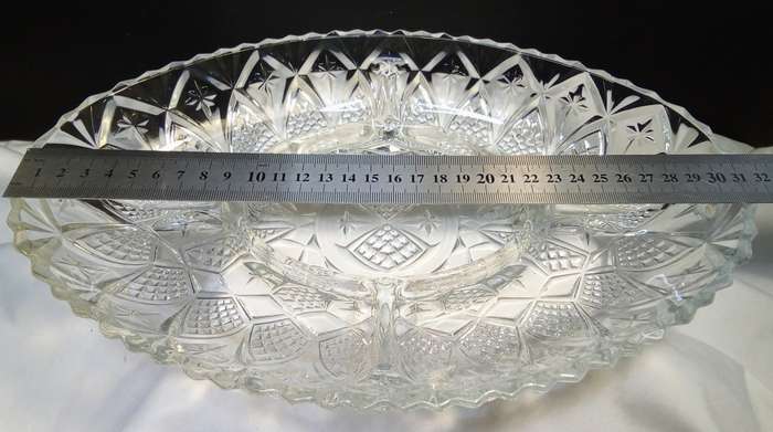 Vintage Anchor Hocking Prescut Clear Star & Fan Crystal Platter