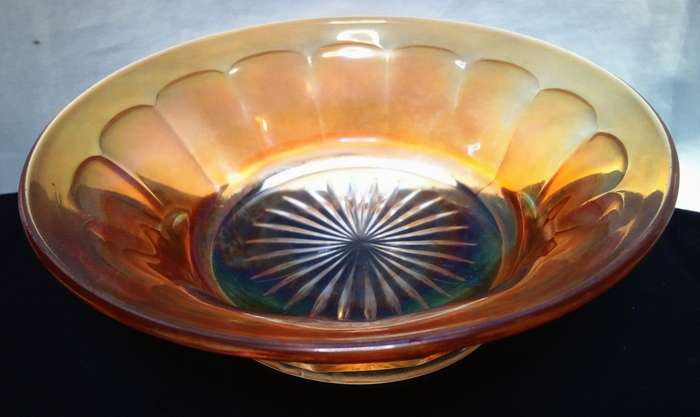 Vintage carnival glass candy dish round
