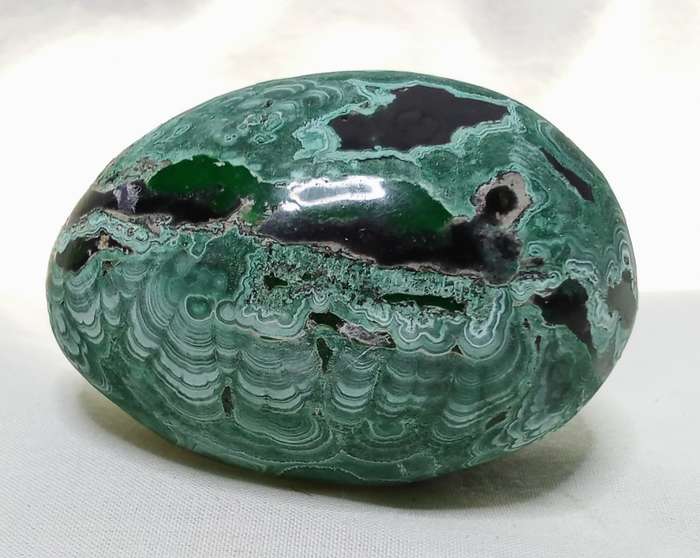 Lovely partially polished Malachite egg