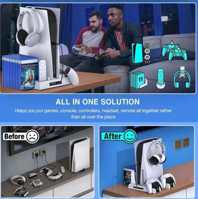 PS5 Silent Cooling Stand with Headphone Stand.