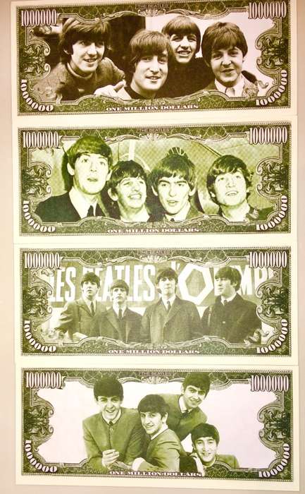 FANTASY NOTE THE BEATLES SET $1 MILL USA UNC  GEM