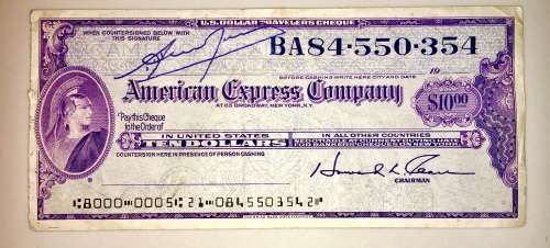 AMERICAN EXPRESS $10 TRAVELERS CHEQUE