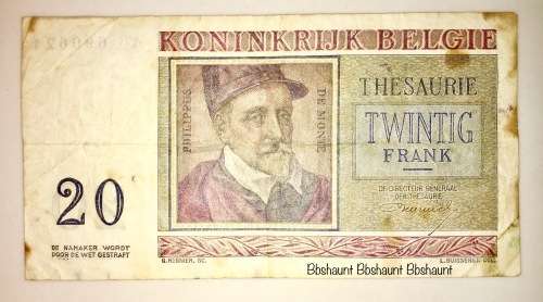 BELGIUM   20 FRANCS 1956