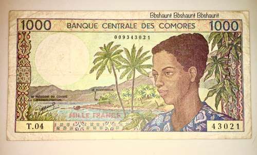 COMOROS 1000  FRANCS 1984 (T)