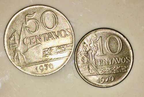 BRASIL SET X2,,,, 20 CENTAVOS ,10 CENTAVOS  1970(1 BID TAKES ALL)