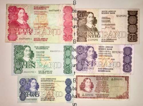 COMPLETE SET OF GPC DE KOCK & DECIMALS  R50 TO( R1 TW DE JONG 1975)-1980s (1 BID TAKES ALL)