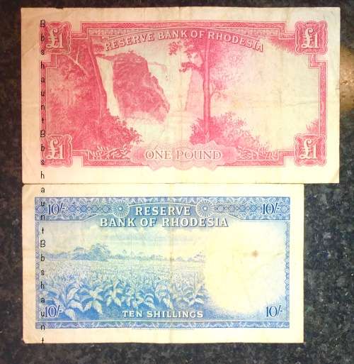 RHODESIA SET 1 POUND 1964 SEP 28TH & 10 SHILLINGS 1964 SEP  30TH SALISBURY