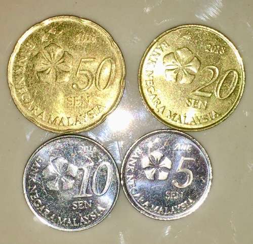 SET OF MALAYSIA X4,,, 50 SEN ,20 SEN ,10 SEN & 5 SEN 2016-2018(1 BID TAKES ALL)