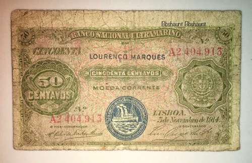 MOZAMBIQUE 50 CENTAVOS 1914 LOURENÇO MARQUES