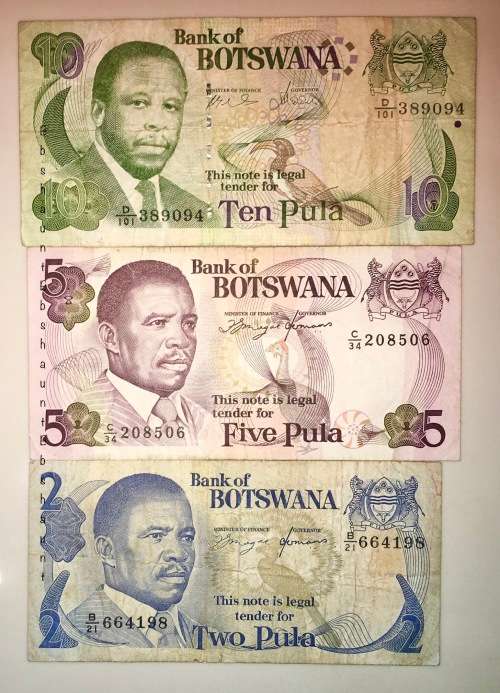 BOTSWANA SET ,,,2 PULA  , 5 PULA & 10 PULA(1 BID TAKES ALL)