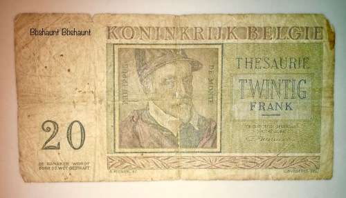 BELGIUM  20 FRANC 1956