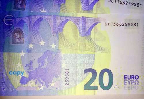 EURO 20 REPRODUCTION/COPY 2015(BID PER NOTE)