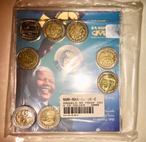 COMPLETE SET OF COMMEMORATIVE R5 COINS 1994 TO 2021 HIGH GRADE COINS SEALED 2000 UNC SA MINT MANDELA
