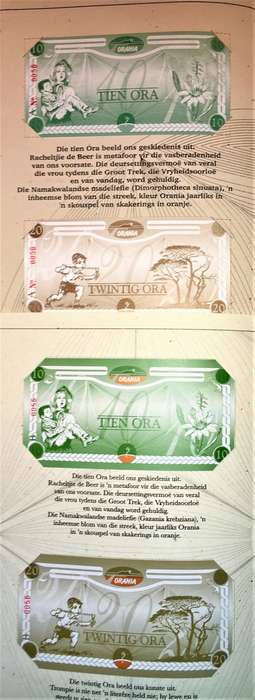 COMPLETE SET OF ORANIA  ORA-(A & B SET -0056)100 ORA TO 10 ORA UNC 1ST ISSUE 2004 IN ORIGINAL FOLDER