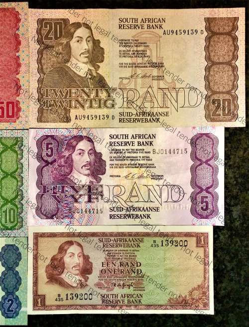 COMPLETE SET OF CL STALS & DECIMALS R50 TO R2 AA (UNC-EF) 1ST ISSUE 1990 [R1 DE JONGH 1975]