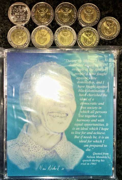 COMP SET OF COMMEMORATIVE R5-1994 TO 2021 SEALED MANDELA 2000 PROOF LIKE IN COVER