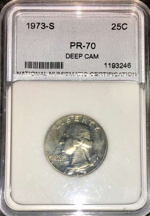 USA QUARTER 25 CENT 1973-S GRADED PR70 DEEP CAM  NNC