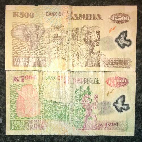 ZAMBIA SET 1000 KWACHA  & 500KW 2005/08(1 BID TAKES ALL)