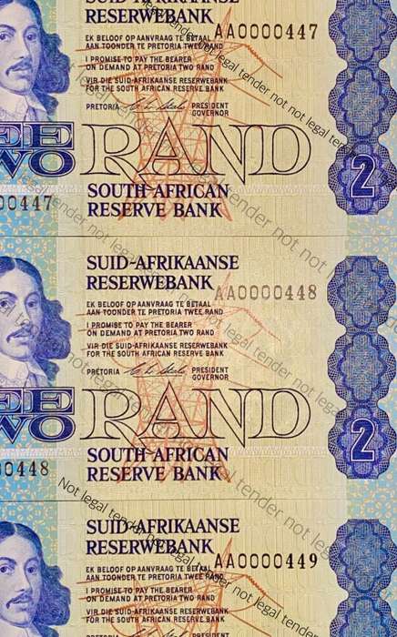 CL STALS VERY LOW NUMBER R2 IN SEQUENCE AA0000449-447 -- 1ST ISSUE 1990 CRISP UNC (1 BID TAKES ALL)