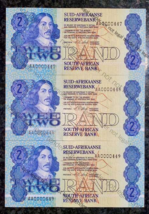 CL STALS VERY LOW NUMBER R2 IN SEQUENCE AA0000449-447 -- 1ST ISSUE 1990 CRISP UNC (1 BID TAKES ALL)