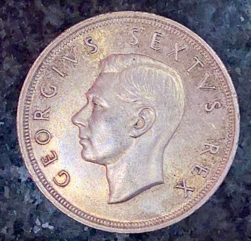 S A UNION SILVER 5 SHILLINGS 1948 CROWN SILVER 80%