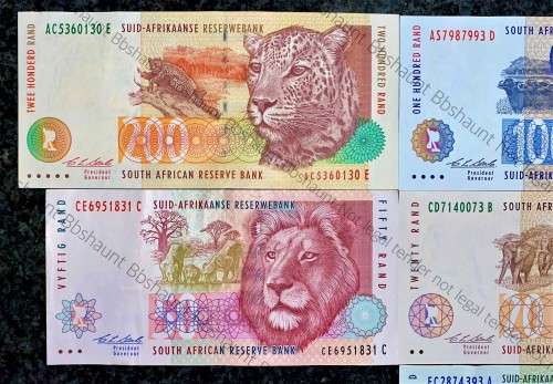 COMPLETE SET OF CL STALS & DECIMALS R200 TO R10 SECOND ISSUE 1994 UNC-AUNC+ ( 1 BID TAKES ALL)
