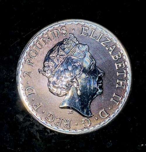 BRITANNIA SILVER 2 POUNDS 1OZ PURE SILVER .999 --NATHAN-- 2021 UNC SILVER 1OZ