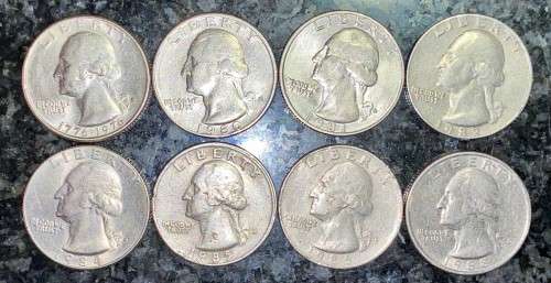 U S A  SET - 1/4 DOLLARS 1976, 1980, 1981, 1982, 1984, 1985 ,1986 & 1988 (1 BID TAKES ALL)