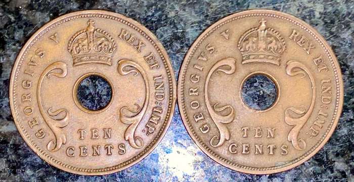 EAST AFRICA SET 10 CENT 1927 & 1933 (1 BID TAKES ALL)