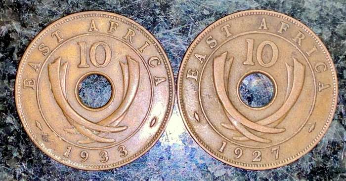 EAST AFRICA SET 10 CENT 1927 & 1933 (1 BID TAKES ALL)