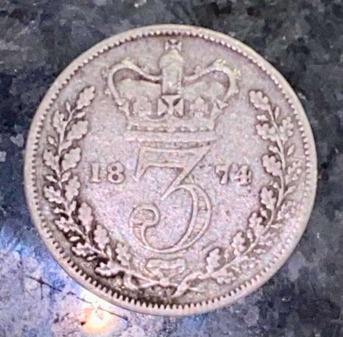 GREAT BRITAIN SILVER 3 PENCE 1874