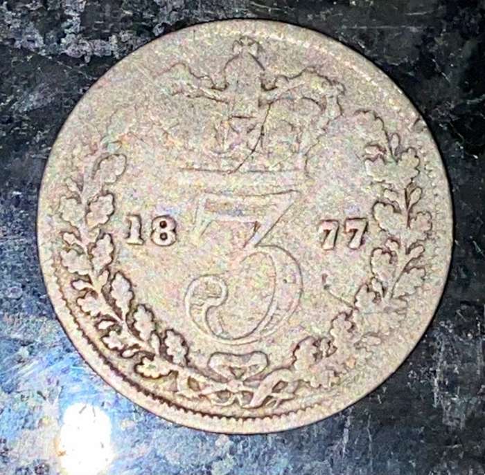 GREAT BRITAIN SILVER 3 PENCE 1877