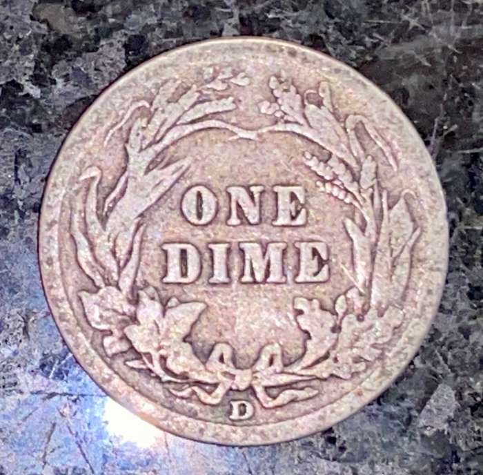 U S A SILVER 1 BARBER DIME - 10 CENT 1912 D - SILVER ,900