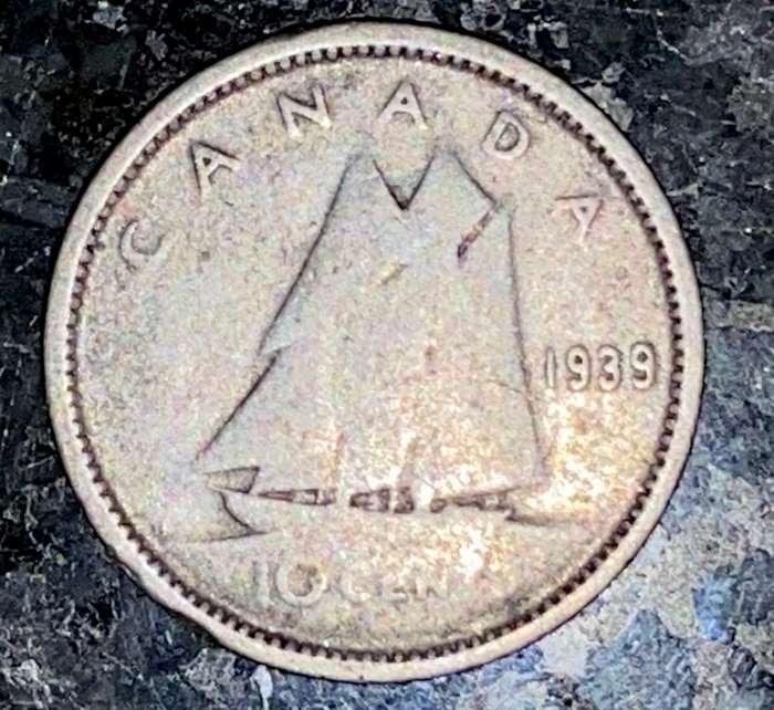 CANADA SILVER 10 CENT 1939 SILVER 80%