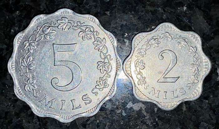 MALTA SET 5 MILS & 2 MILS 1972 (1 BID TAKES ALL)