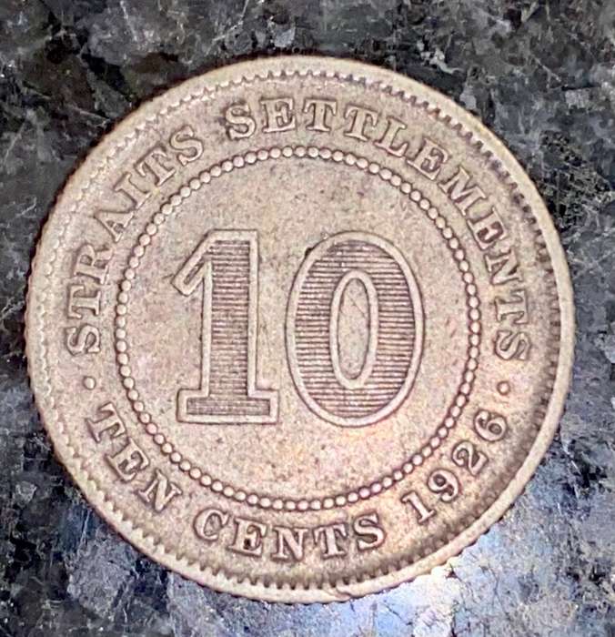 STRAITS SETTLEMENT SILVER 10 CENT 1926 BRITISH/INDIA