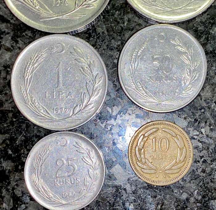TURKEY SET 5 LIRA TO 10 CURUS 1949 - 1976( 1 BID TAKES ALL)